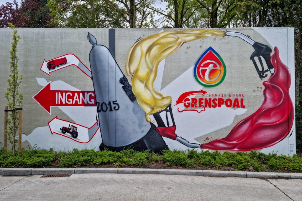 graffiti kunstwerk grenspaal